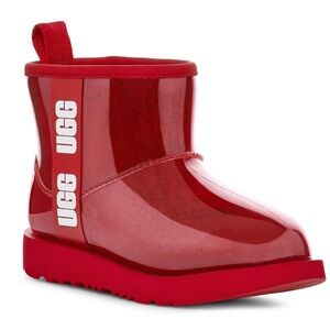 UGG Women's Classic Clear Mini Waterproof Boot size 8 Samba red